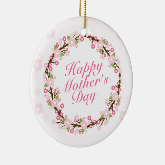 Elegant Happy Moederdag Floral Wreate Ornament (Rechts)