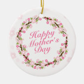 Elegant Happy Moederdag Floral Wreate Ornament (Voorkant)