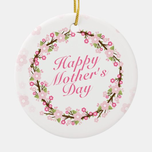 Elegant Happy Moederdag Floral Wreate Ornament (Voorkant)