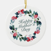 Elegant Happy Moederdag Floral Wreate Ornament (Voorkant)