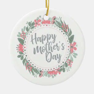 Elegant Happy Moederdag Floral Wreate Ornament