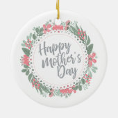 Elegant Happy Moederdag Floral Wreate Ornament (Achterkant)