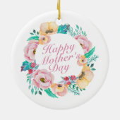 Elegant Happy Moederdag Floral Wreate Ornament (Achterkant)