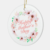 Elegant Happy Moederdag Floral Wreate Ornament (Links)