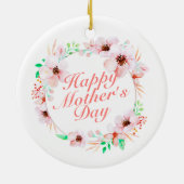 Elegant Happy Moederdag Floral Wreate Ornament (Achterkant)