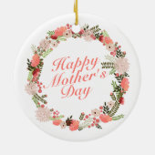 Elegant Happy Moederdag Floral Wreate Ornament (Achterkant)