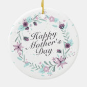 Elegant Happy Moederdag Floral Wreate Ornament (Achterkant)