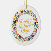 Elegant Happy Moederdag Floral Wreate Ornament (Rechts)