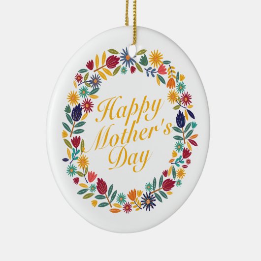 Elegant Happy Moederdag Floral Wreate Ornament (Rechts)