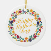 Elegant Happy Moederdag Floral Wreate Ornament (Voorkant)