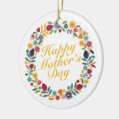 Elegant Happy Moederdag Floral Wreate Ornament (Links)