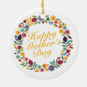 Elegant Happy Moederdag Floral Wreate Ornament (Achterkant)