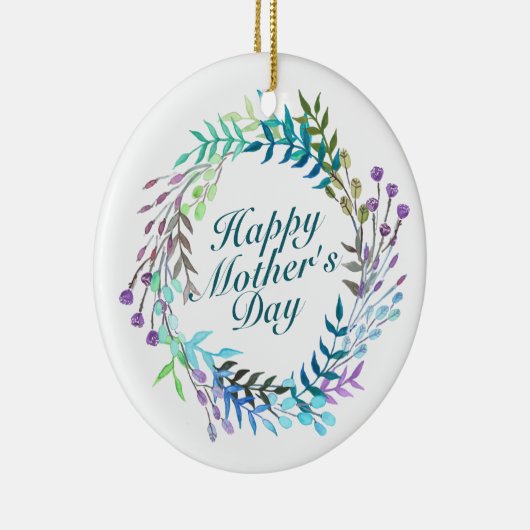 Elegant Happy Moederdag Floral Wreate Ornament (Rechts)