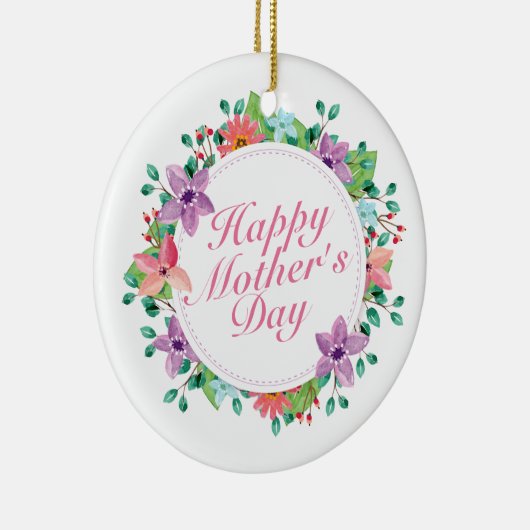 Elegant Happy Moederdag Floral Wreate Ornament (Rechts)