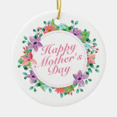 Elegant Happy Moederdag Floral Wreate Ornament (Voorkant)