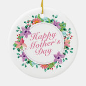 Elegant Happy Moederdag Floral Wreate Ornament (Achterkant)
