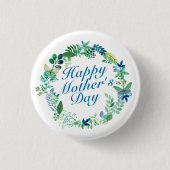 Elegant Happy Moederdag Floral Wreath Button (Voorkant)