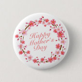 Elegant Happy Moederdag Floral Wreath Button (Voorkant)