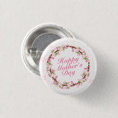 Elegant Happy Moederdag Floral Wreath Button (Voorkant /achterkant)