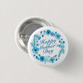Elegant Happy Moederdag Floral Wreath Button (Voorkant /achterkant)