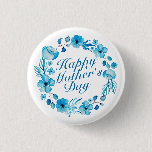 Elegant Happy Moederdag Floral Wreath Button (Voorkant)