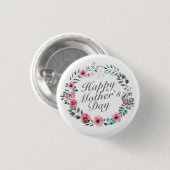 Elegant Happy Moederdag Floral Wreath Button (Voorkant /achterkant)