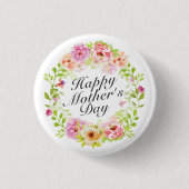 Elegant Happy Moederdag Floral Wreath Button (Voorkant)