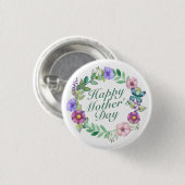 Elegant Happy Moederdag Floral Wreath Button (Voorkant /achterkant)