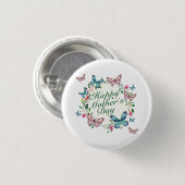Elegant Happy Moederdag Floral Wreath Button (Voorkant /achterkant)