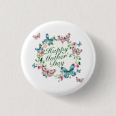 Elegant Happy Moederdag Floral Wreath Button (Voorkant)
