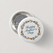 Elegant Happy Moederdag Floral Wreath Button (Voorkant /achterkant)