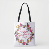 Elegant Happy Moederdag Floral Wreath Canvas tas (Voorkant)