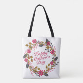 Elegant Happy Moederdag Floral Wreath Canvas tas (Achterkant)