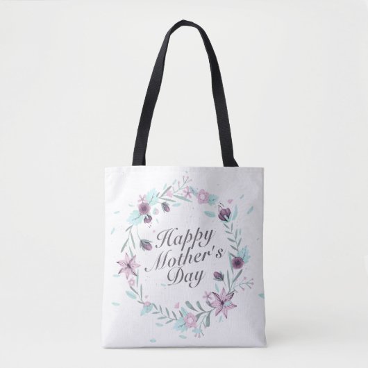 Elegant Happy Moederdag Floral Wreath Canvas tas (Voorkant)
