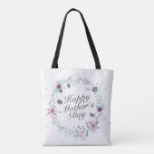 Elegant Happy Moederdag Floral Wreath Canvas tas (Achterkant)