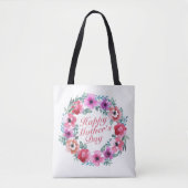 Elegant Happy Moederdag Floral Wreath Canvas tas (Voorkant)