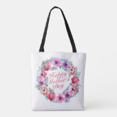 Elegant Happy Moederdag Floral Wreath Canvas tas (Achterkant)