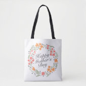 Elegant Happy Moederdag Floral Wreath Canvas tas (Voorkant)