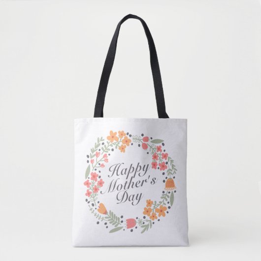 Elegant Happy Moederdag Floral Wreath Canvas tas (Voorkant)