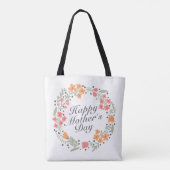 Elegant Happy Moederdag Floral Wreath Canvas tas (Achterkant)