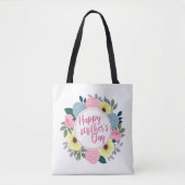 Elegant Happy Moederdag Floral Wreath Canvas tas (Voorkant)