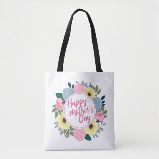 Elegant Happy Moederdag Floral Wreath Canvas tas (Voorkant)