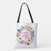 Elegant Happy Moederdag Floral Wreath Canvas tas (Achterkant)