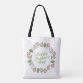 Elegant Happy Moederdag Floral Wreath Canvas tas (Achterkant)