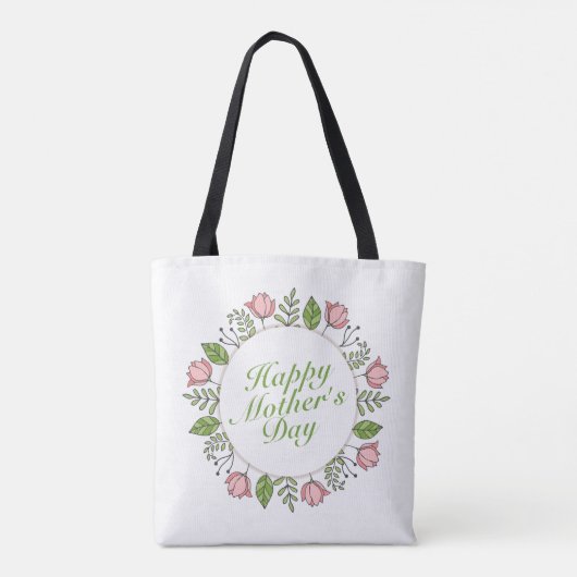 Elegant Happy Moederdag Floral Wreath Canvas tas (Achterkant)