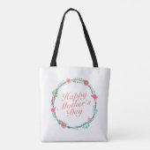 Elegant Happy Moederdag Floral Wreath Canvas tas (Achterkant)