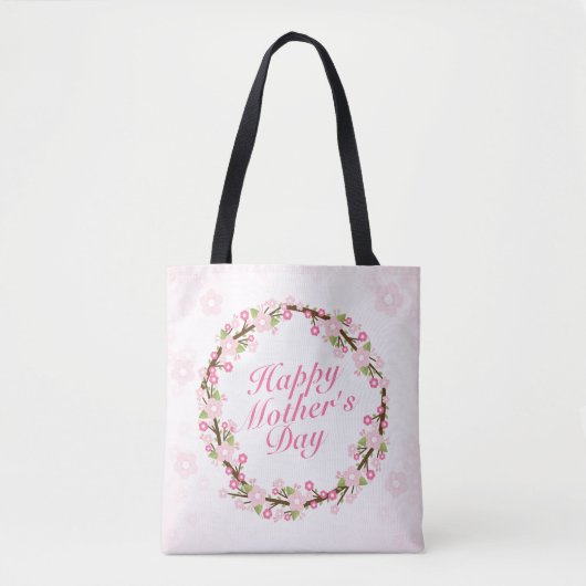 Elegant Happy Moederdag Floral Wreath Canvas tas (Voorkant)