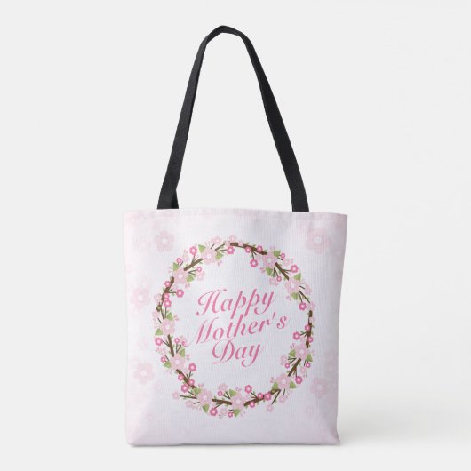 Elegant Happy Moederdag Floral Wreath Canvas tas (Achterkant)