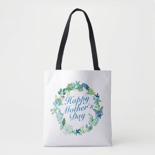 Elegant Happy Moederdag Floral Wreath Canvas tas (Voorkant)