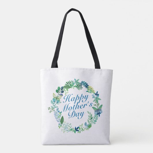 Elegant Happy Moederdag Floral Wreath Canvas tas (Achterkant)